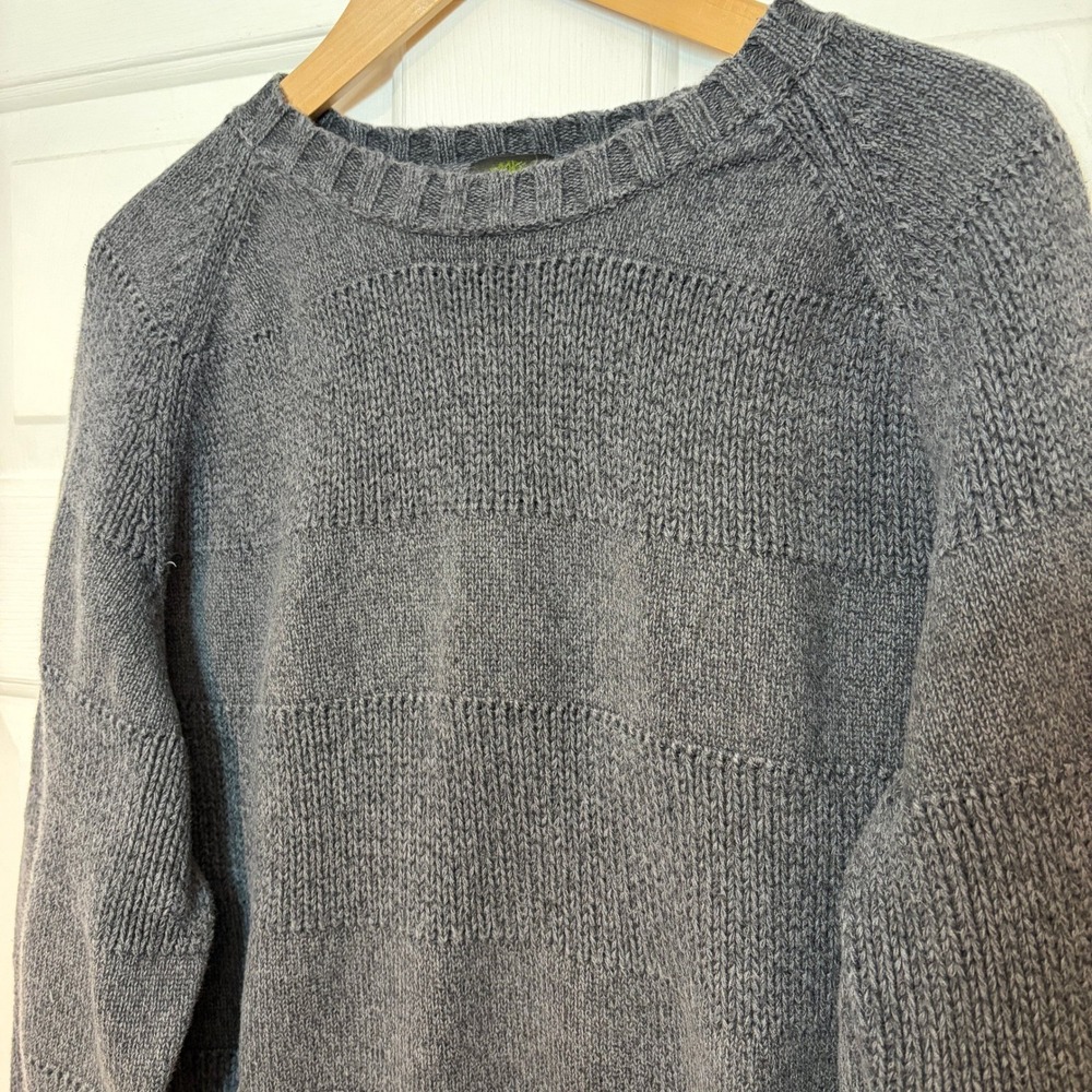 Timberland Mens XL Charcoal Gray 100% Cotton Textured Stripe Crew Neck Sweater